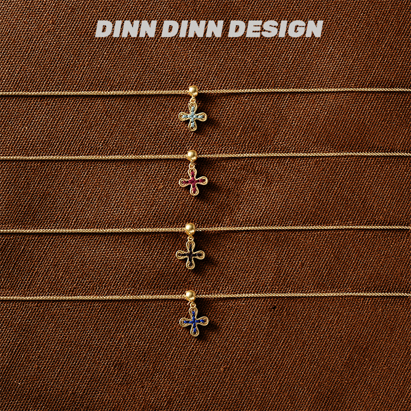 DINN DINN DESIGN十字花吊坠四色项链新款复古度假风小众设计百搭