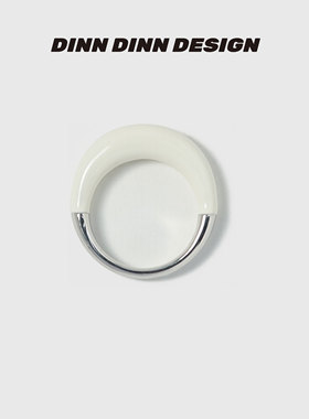 DINN DINN DESIGN简系列白色珐琅拼接金属戒指女小众独特高级感