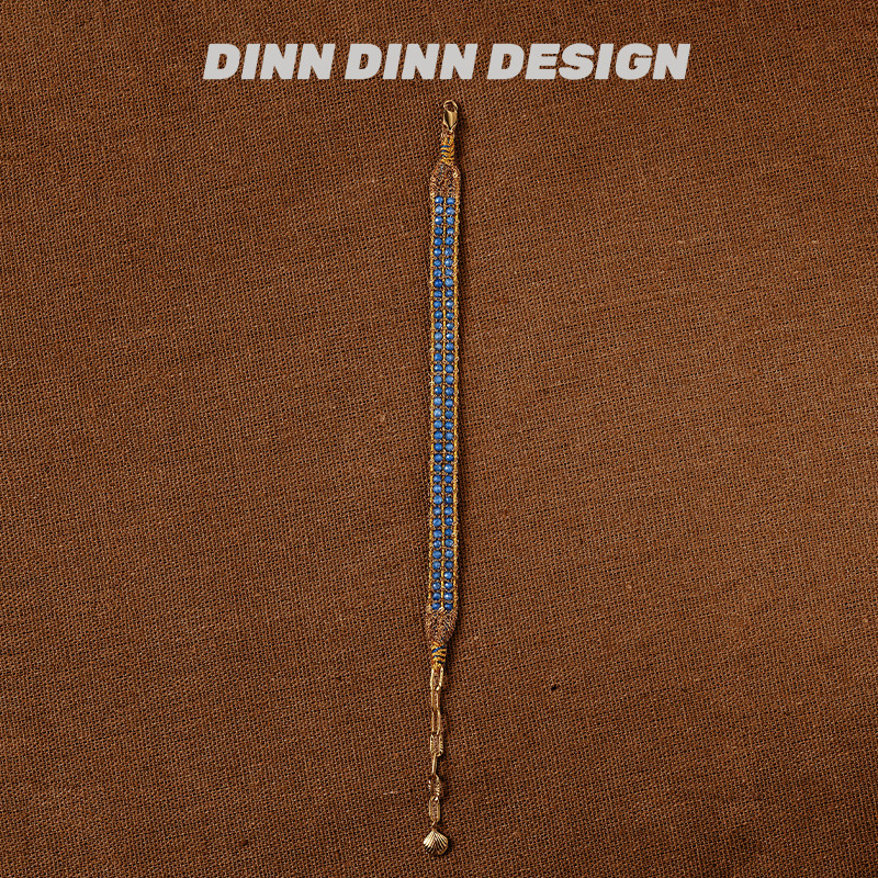 DINN DINN DESIGN蓝色手工编织串珠手链时尚气质百搭手饰复古个性