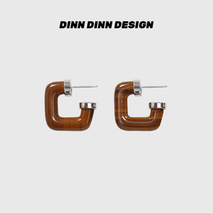 DINN DINN DESIGN原生系列极简方形耳环圈圈耳饰