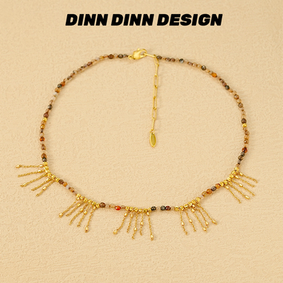 DINN DINN DESIGN金属流苏串珠项链配饰新款个性轻奢设计感小众