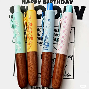 塔诺塞四季树春夏秋冬中性笔小胖笔TP-105檀木笔握学生黑色笔0.5