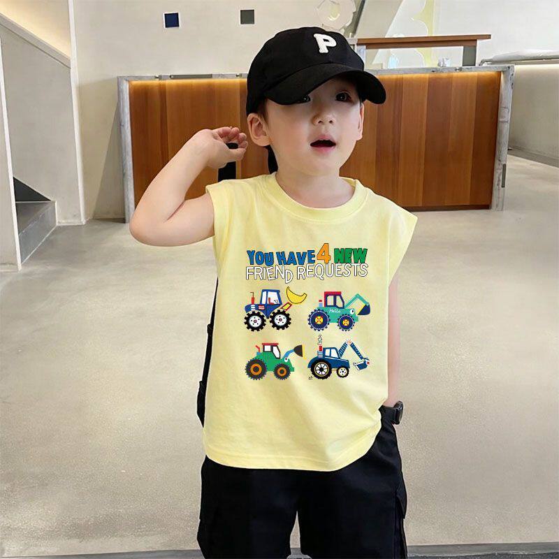 夏季2026爆款儿童纯棉图案背心男童无袖T恤小童宝宝休闲上衣