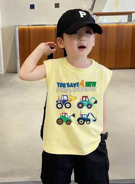 夏季2026爆款儿童纯棉图案背心男童无袖T恤小童宝宝休闲上衣