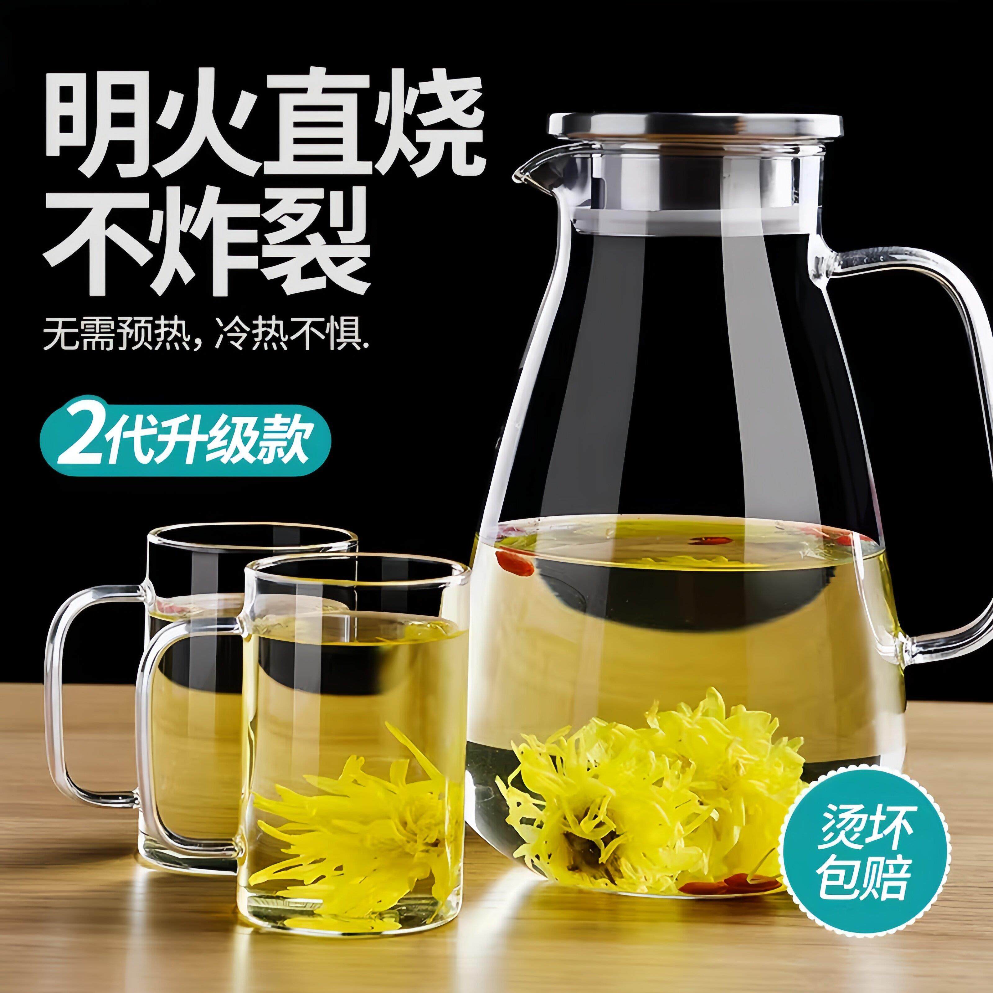 凉水壶玻璃耐高温家用食品级2026新款凉水杯耐热大容量凉白开茶壶