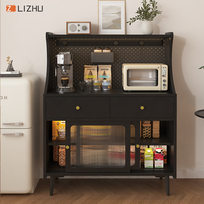 客厅实木餐边柜置物柜靠墙一体