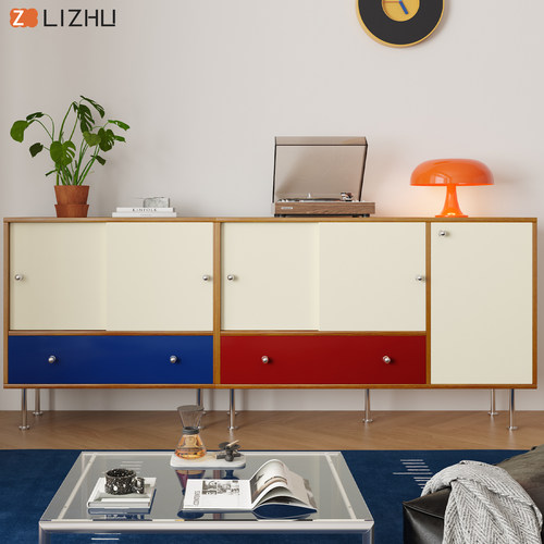 餐边柜包豪复古拼色小边柜客厅电视机边柜小户型餐柜酒柜靠墙收纳