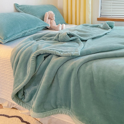 学生宿舍单人床盖加绒加厚午睡铺床毛绒床单双面毛毯牛奶绒三件套