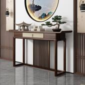 新中式 玄关桌条案靠墙客厅入户入门供桌案几超窄实木乌金木玄关柜