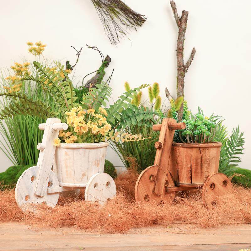 木质花器别墅庭院户外摆件幼儿园自然角装饰店铺橱窗场景布置摆设