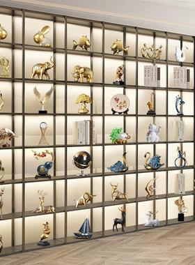 办公室书柜摆件轻奢高档展示柜博古架装饰品新中式老板柜子工艺礼