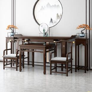 明式堂屋中堂六件套全实木古典农村供桌条案佛台八仙桌条几翘头桌