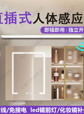插电led镜前灯卫生间化妆梳妆洗漱台免打孔镜子灯人体感应照明灯