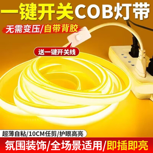 COB灯带led灯条自粘220v伏插电带开关客厅床头悬空电视柜氛围灯带