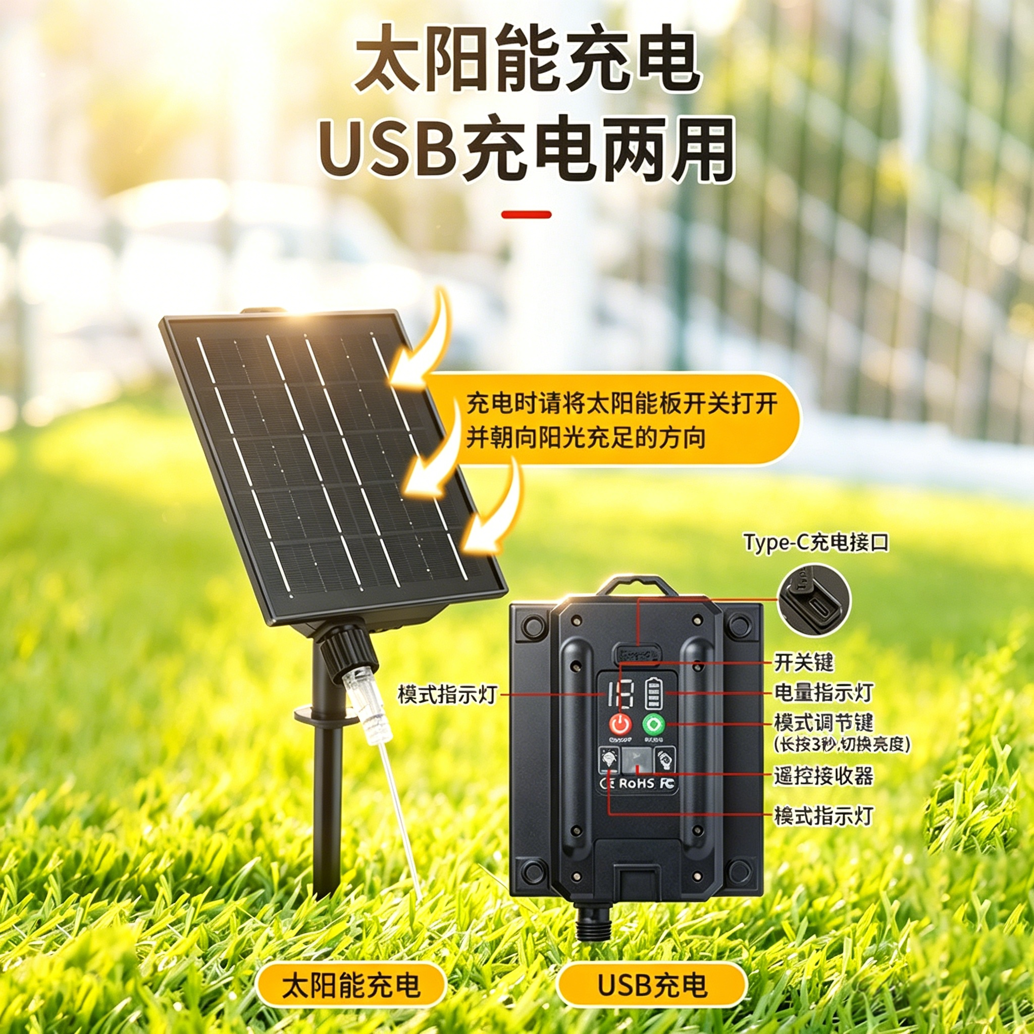 太阳能充电板满天星灯串彩灯灯带