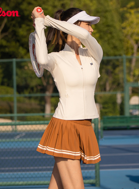 Wilson威尔胜官方春季女士Velvety全拉链磨毛网球运动针织外套