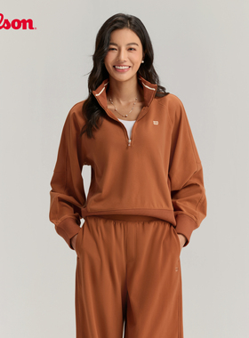 Wilson威尔胜官方春季女士Fuzz复古美式立领网球半拉链卫衣