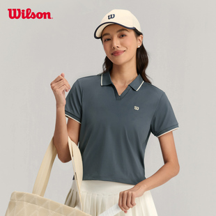 Wilson威尔胜官方25夏季 新款 女士V型POLO领防晒凉感短袖 POLO衫