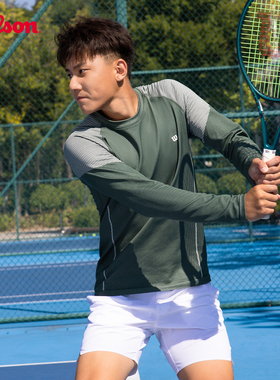 Wilson威尔胜官方春季男士FORWARD一体织修身网球运动长袖T恤