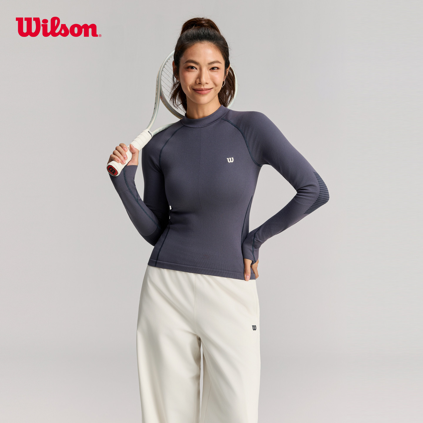 Wilson威尔胜官方26春季新款女士Lob透气舒适网球运动紧身长袖T恤,运动服/休闲服装,运动T恤,淘宝优惠券,粉丝福利购,淘宝优惠卷