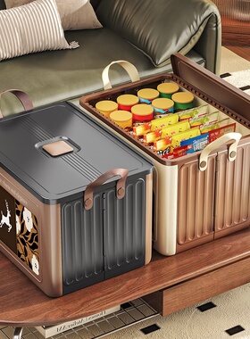 中古收纳箱可折叠带提手密封收纳筐家用储物整理箱高颜值收纳盒