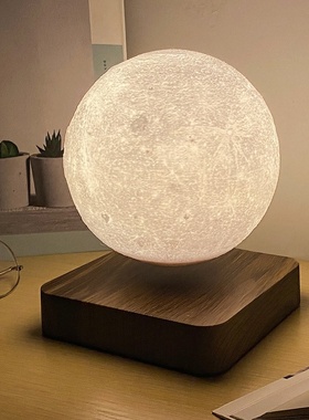 月球磁悬浮小夜灯创意家居摆件高端网红生日礼品情人节浪漫礼物