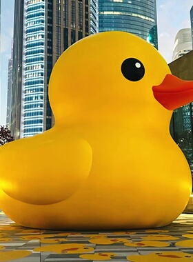 卡通吉祥物小大黄鸭子广告红黄鸭PVC模闭气充气水上小鸭吉祥鸭小