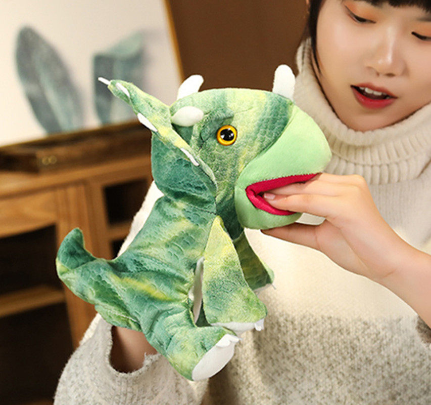 新款趣味亲子游戏腹语手偶毛绒手偶恐龙暖手故事娃娃儿童木偶表演