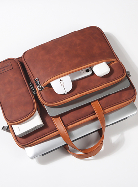 适用苹果笔记本联想电脑包小新华为thinkpad惠普戴尔13.3英寸16小米14寸荣耀15内胆保护15.6通勤手提收纳男款