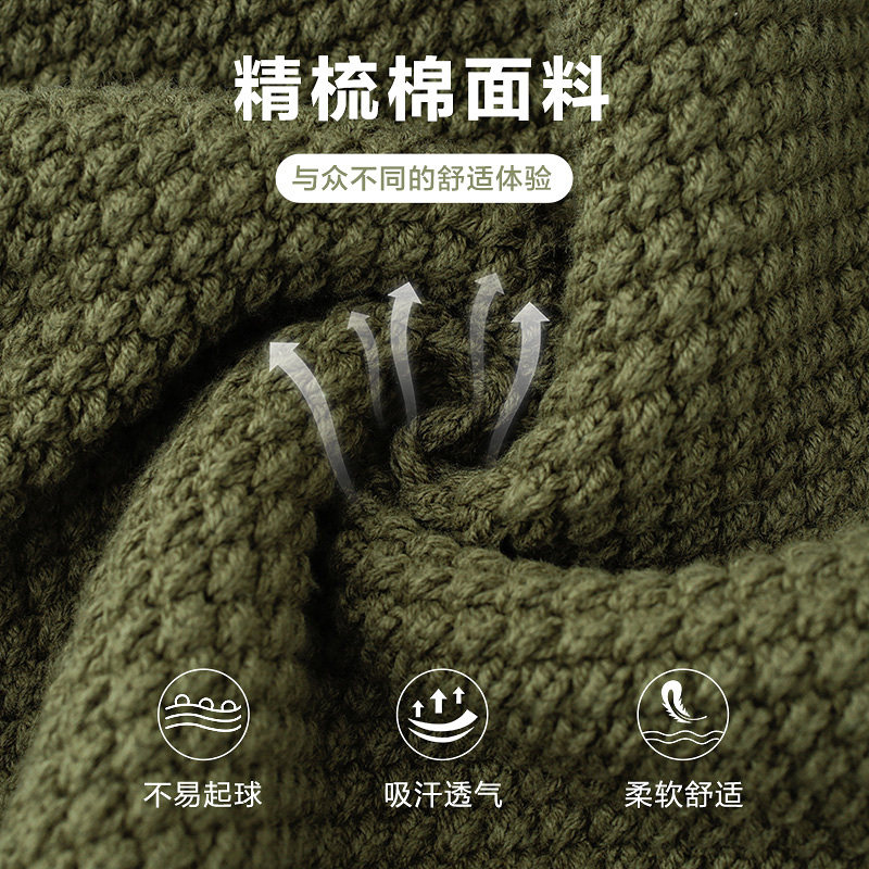 A BEAUTIFUL WHITE ARMY GREEN SWEATER  RETRO LOOSE CREW NECK PULLOVER SWEATER FOR MEN CASUAL AND VERSATILE KNITWEAR FOR WOMEN