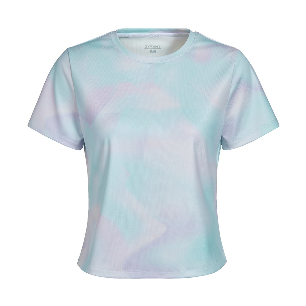 GYMANT肌肉蚂蚁春季新款运动健身衣高弹舒适水蓝色女圆领短袖T恤