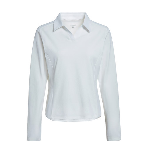 GYMANT肌肉蚂蚁秋季新款运动健身衣透气速干本白色女翻领长袖POLO