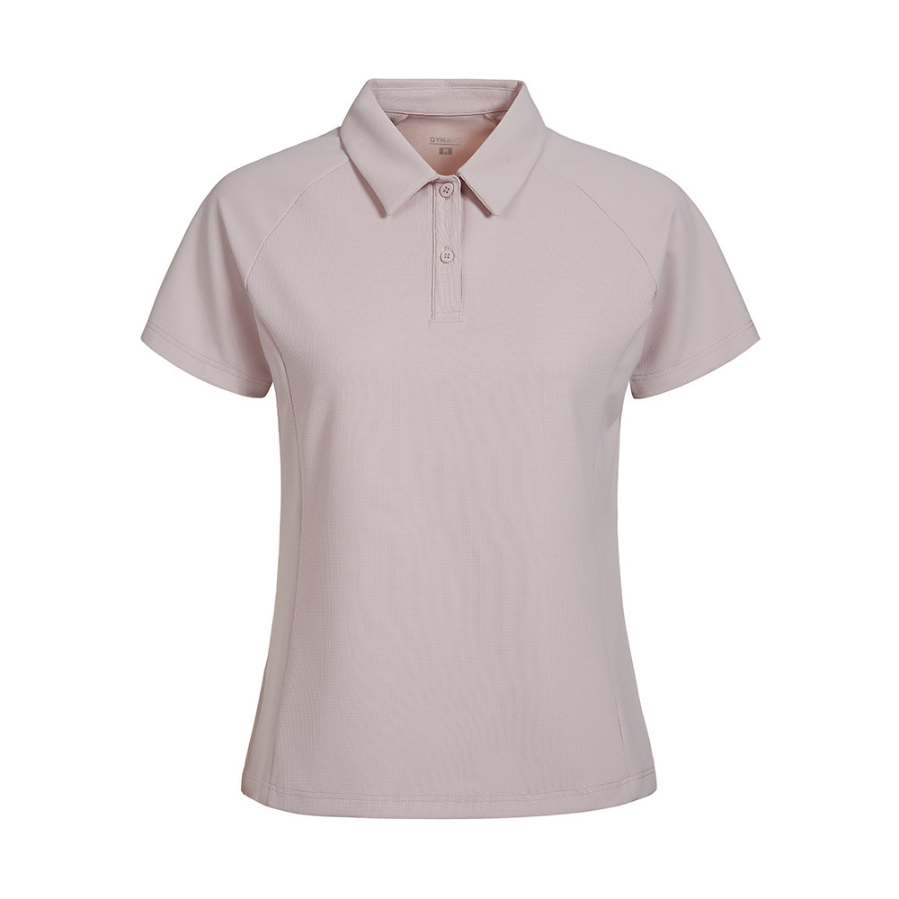GYMANT肌肉蚂蚁春季新款高弹舒适运动健身衣浅粉色女翻领短袖POLO