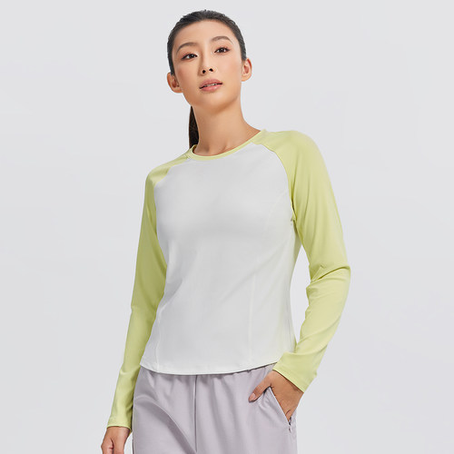 GYMANT肌肉蚂蚁冬季新款运动健身衣亲肤高弹本白色女圆领长袖T恤