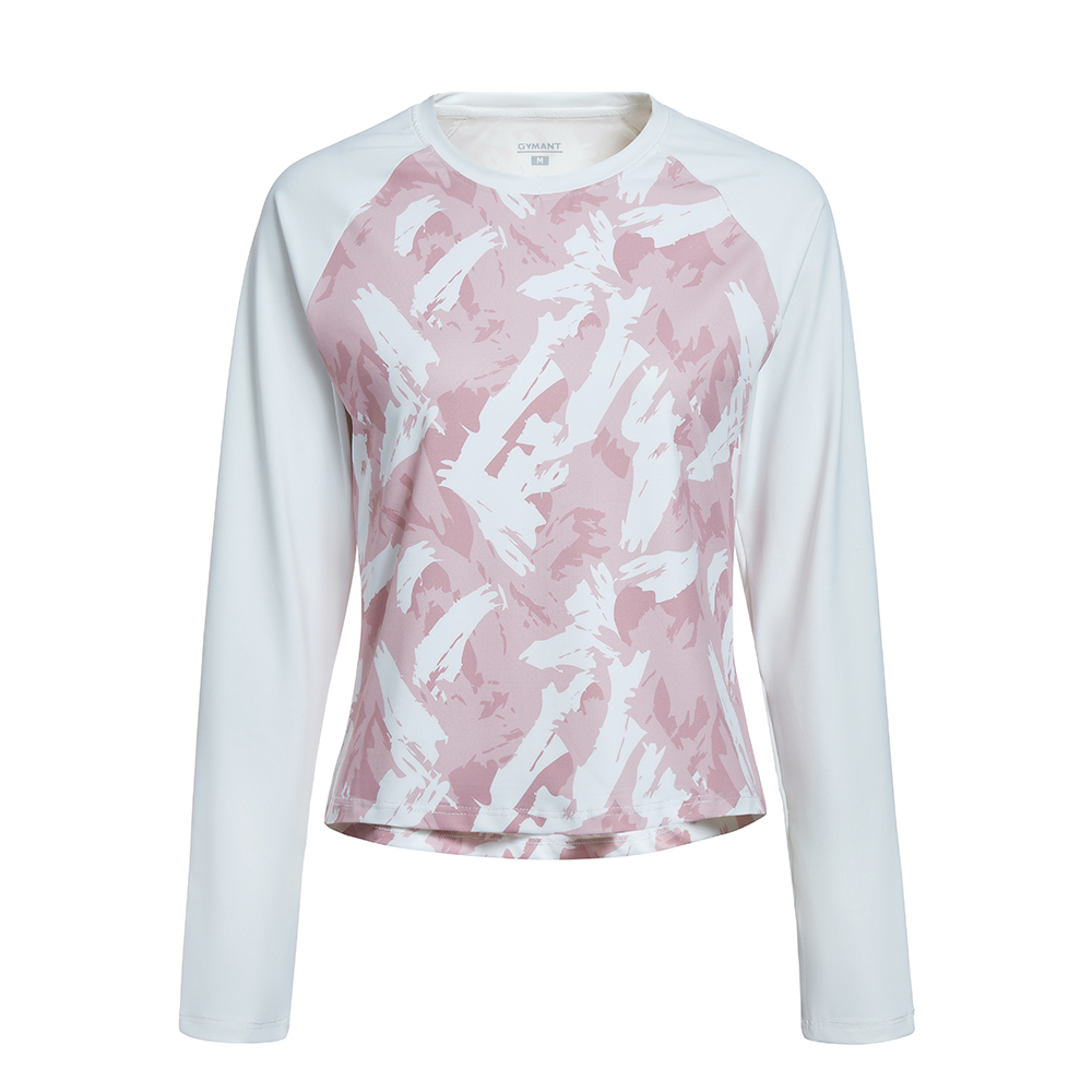 GYMANT肌肉蚂蚁秋季新款运动健身衣高弹轻盈浅粉色女圆领长袖T恤
