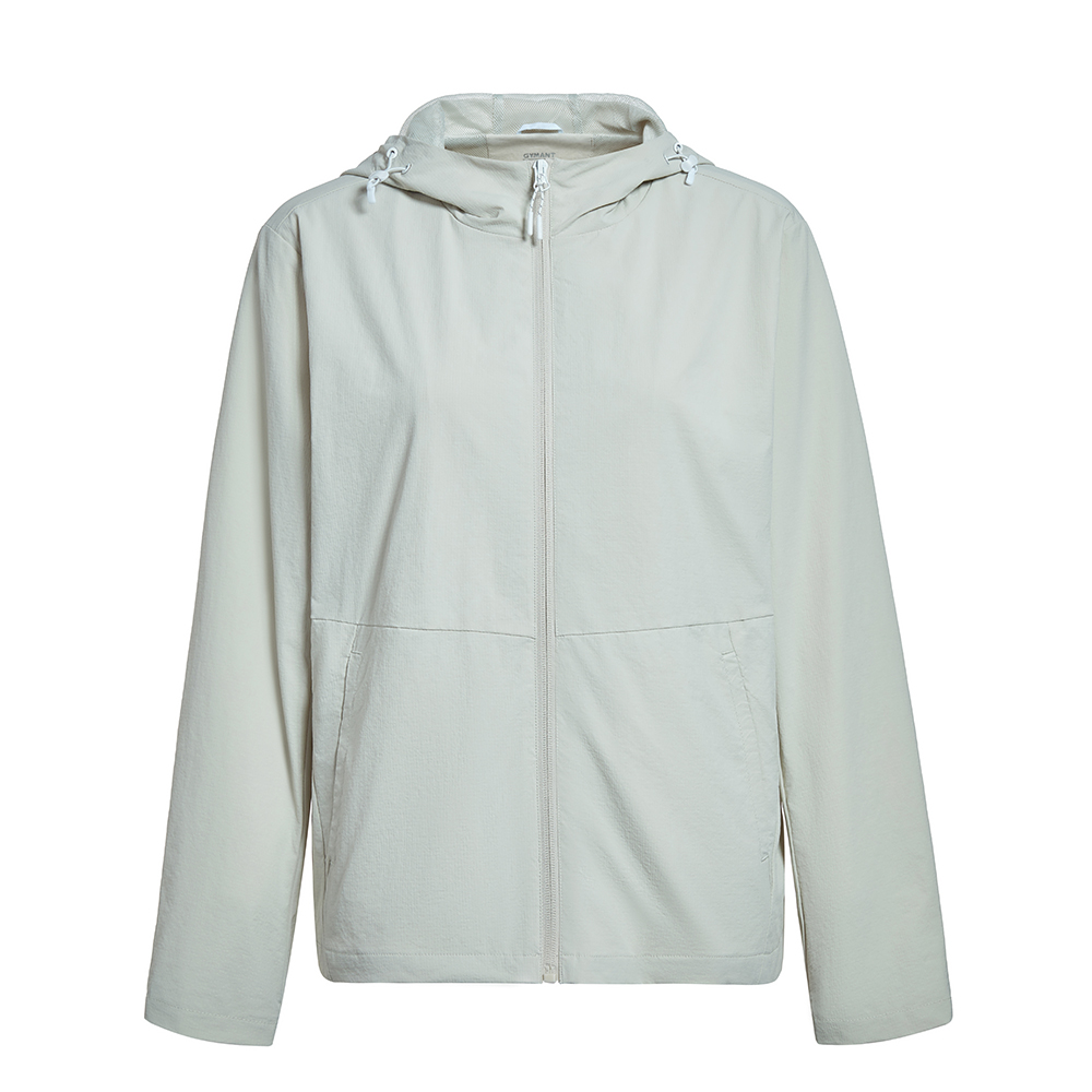 GYMANT肌肉蚂蚁秋季新款运动健身防风速干浅卡其色女连帽双层风衣