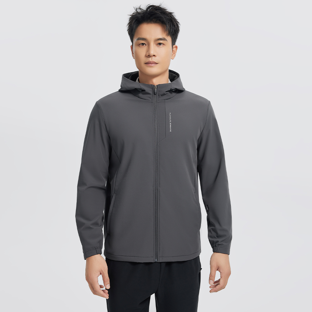GYMANT肌肉蚂蚁冬季新款运动健身衣挺阔深灰色男连帽单层休闲外套