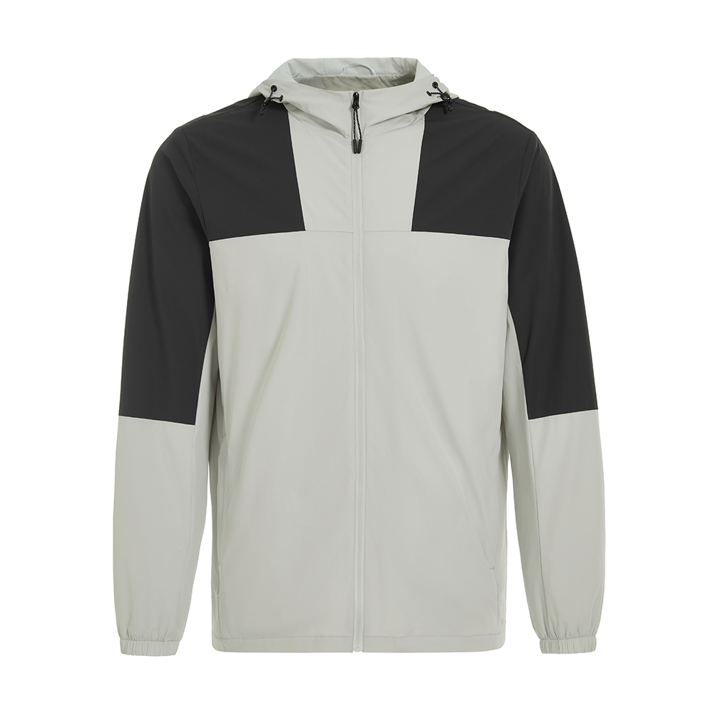 GYMANT肌肉蚂蚁秋季新品运动健身衣高弹轻盈浅灰色男连帽双层风衣