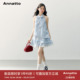 蓝色挂脖蝴蝶结a字连衣裙 夏季 ANNATTO 3月4日晚20点享1件95折