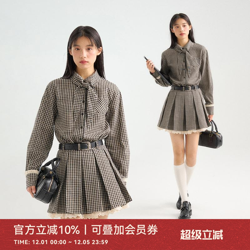 ANNATTO新款格纹衬衫连衣裙女