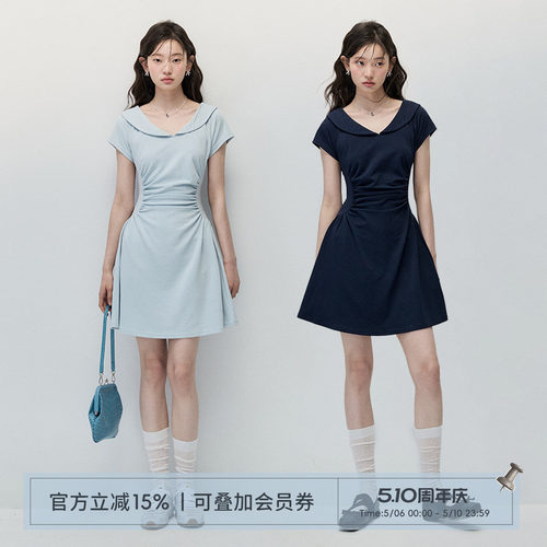 ANNATTO莱赛尔圆领收腰连衣裙女