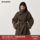 含羊毛棕色收腰呢子中长款 冬季 大衣毛毛外套女 风起时 ANNATTO