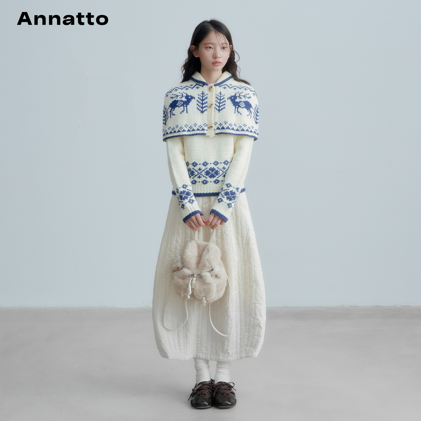 ANNATTO秋冬小鹿毛衣半身裙套装