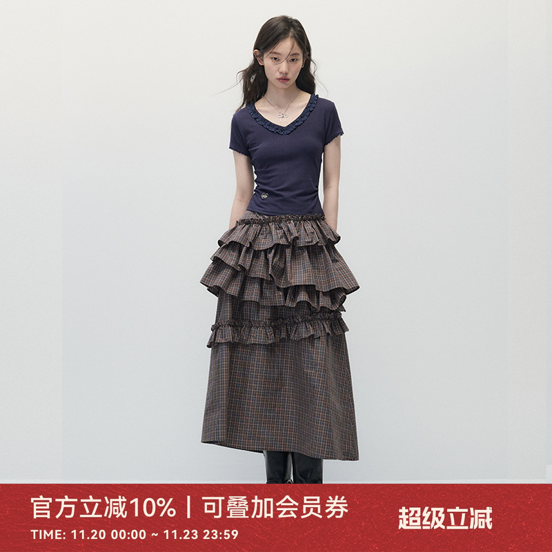 ANNATTOV领修身短袖T恤上衣