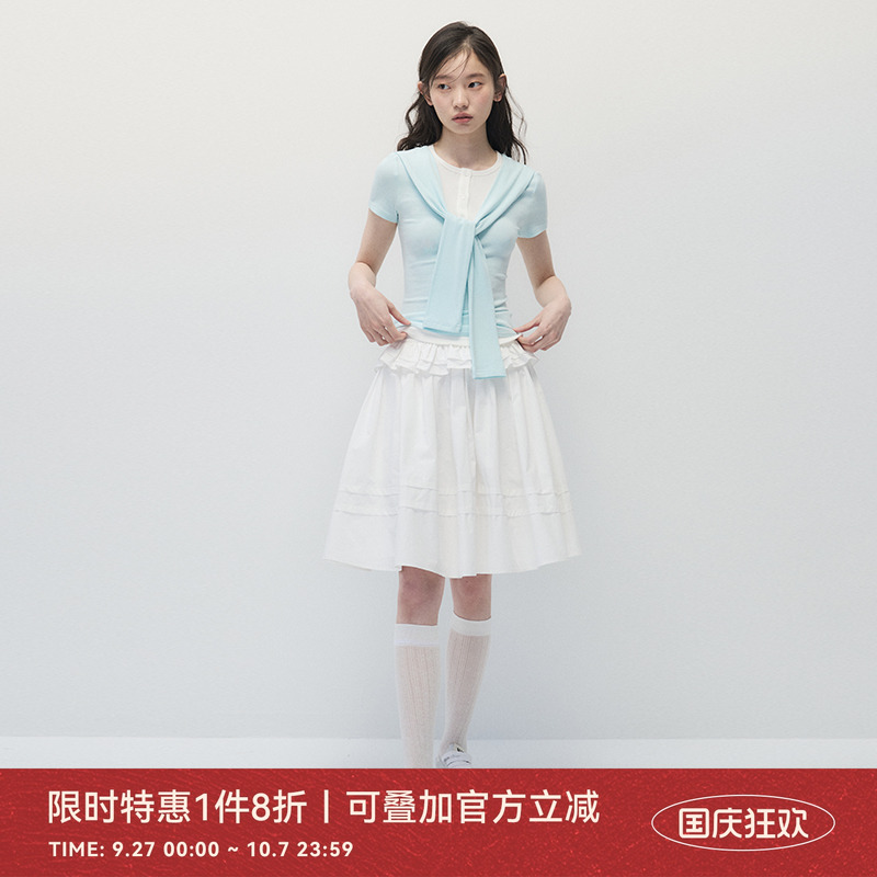 ANNATTO夏季白色a字半身裙女