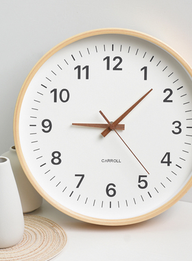 2025钟表日式实木北欧家用现代简约客厅时钟挂钟大气挂墙静音日本