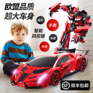DEERC遥控汽车变形手势感应男孩四驱金刚机器人儿童超大玩具赛车