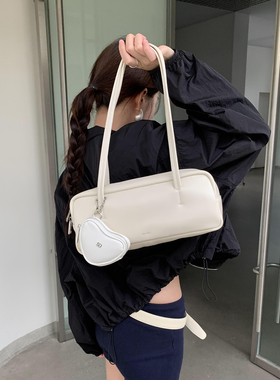 Unique blue韩版头层牛皮法棍包小众腋下高级感手提包通勤单肩包