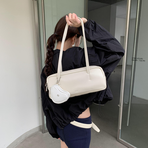 Unique blue韩版头层牛皮法棍包小众腋下高级感手提包通勤单肩包