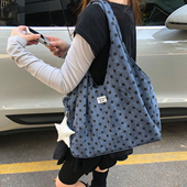 Unique blue波点托特包女大容量手提腋下包hobo慵懒风通勤单肩包